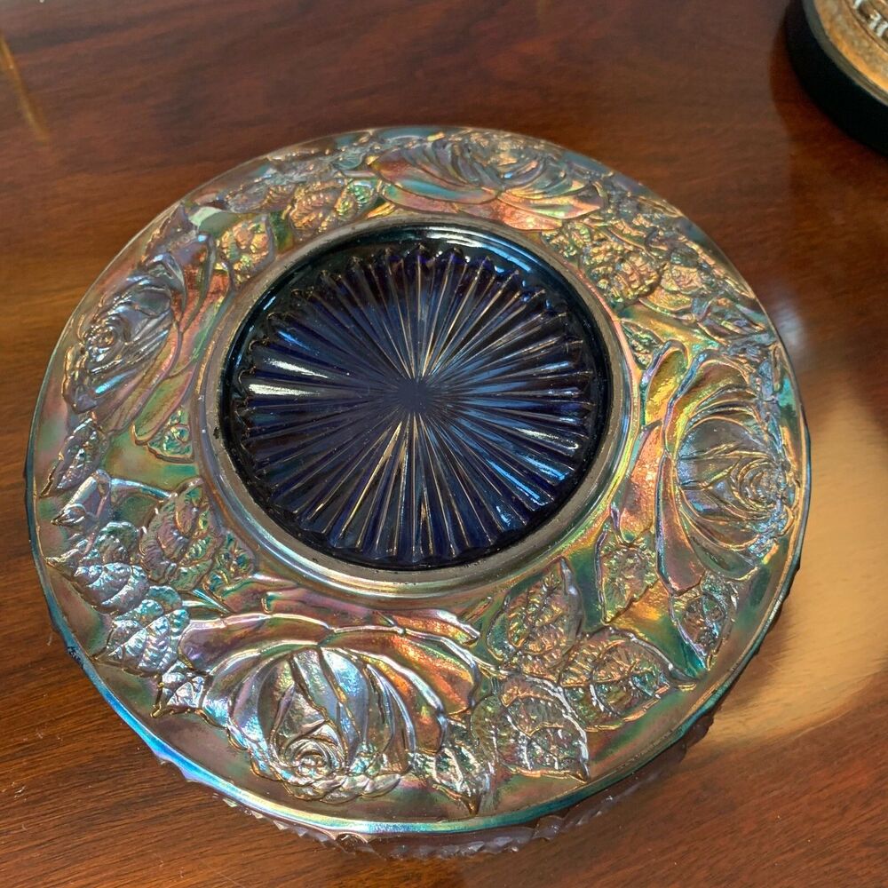 Antique Carnival Glass Flora Floating Bowl By Sowerby